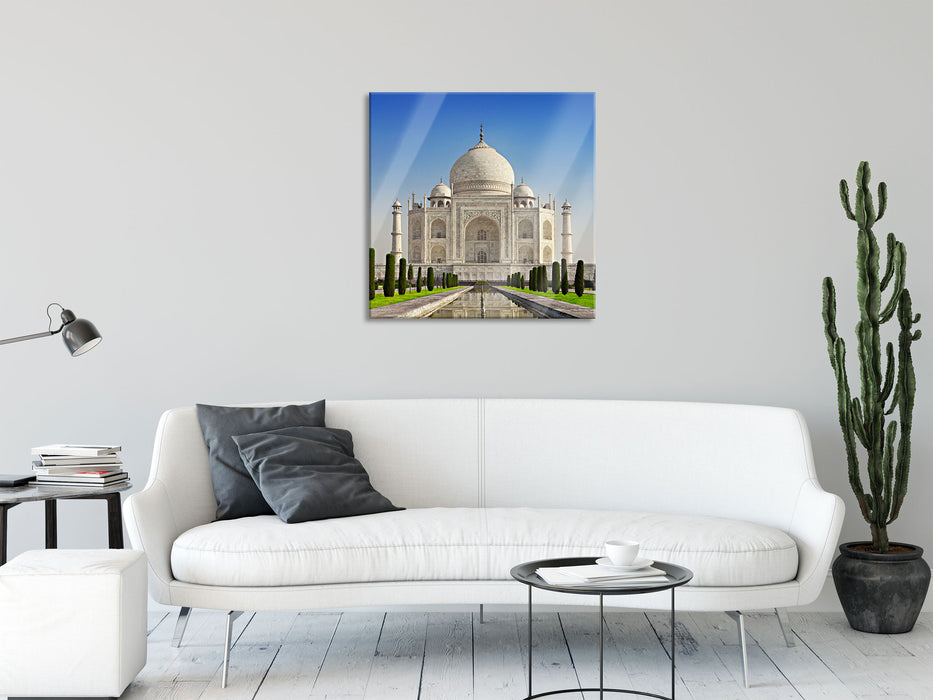 Gewaltiger Taj Mahal, Glasbild Quadratisch