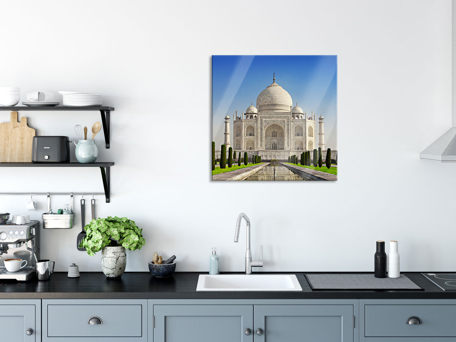 Gewaltiger Taj Mahal, Glasbild Quadratisch