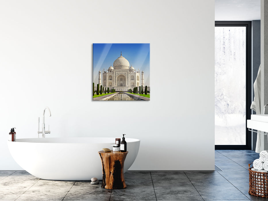 Gewaltiger Taj Mahal, Glasbild Quadratisch