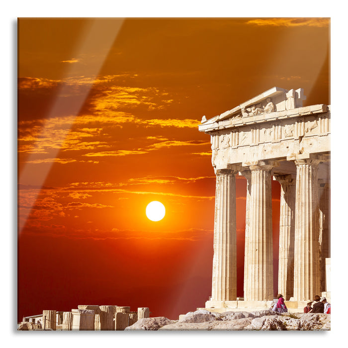 Pixxprint Tempel der Athene, Glasbild Quadratisch