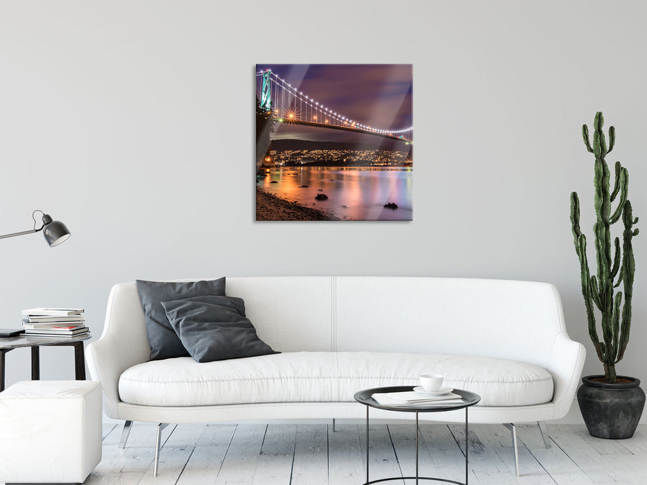 Lions Gate Bridge Vancouver, Glasbild Quadratisch