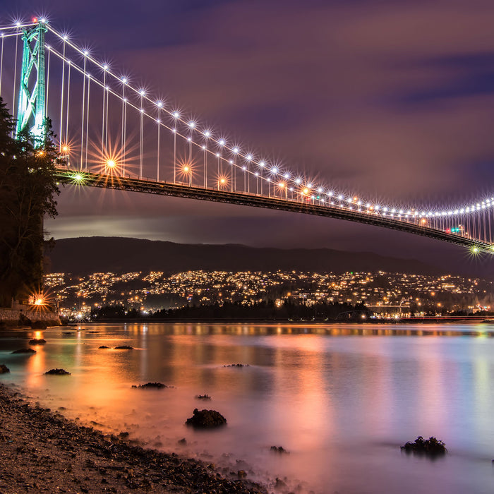 Lions Gate Bridge Vancouver, Glasbild Quadratisch