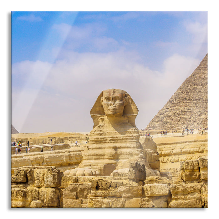 Pixxprint Große Sphinx von Gizeh, Glasbild Quadratisch