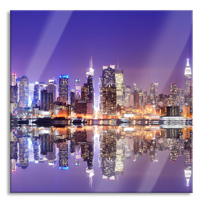 Manhattan Skyline, Glasbild Quadratisch