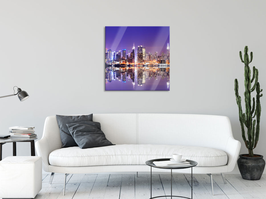 Manhattan Skyline, Glasbild Quadratisch