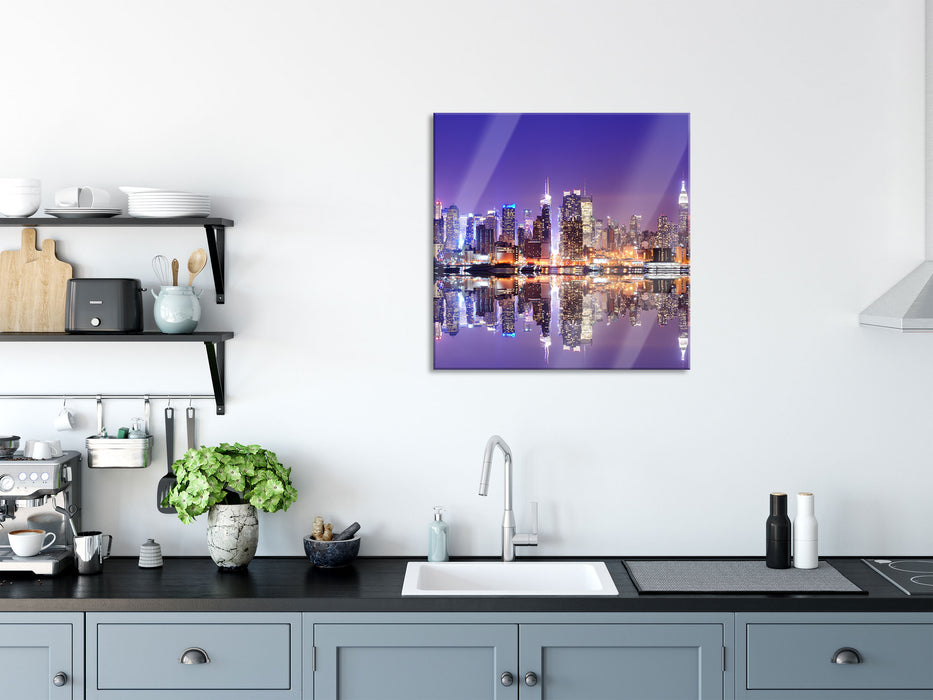 Manhattan Skyline, Glasbild Quadratisch