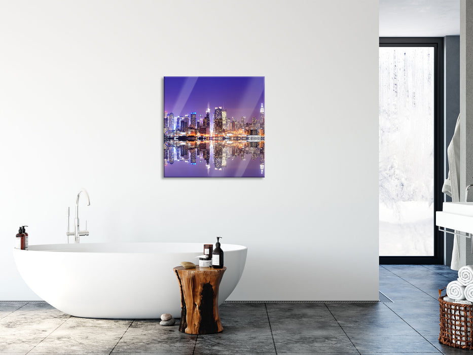 Manhattan Skyline, Glasbild Quadratisch