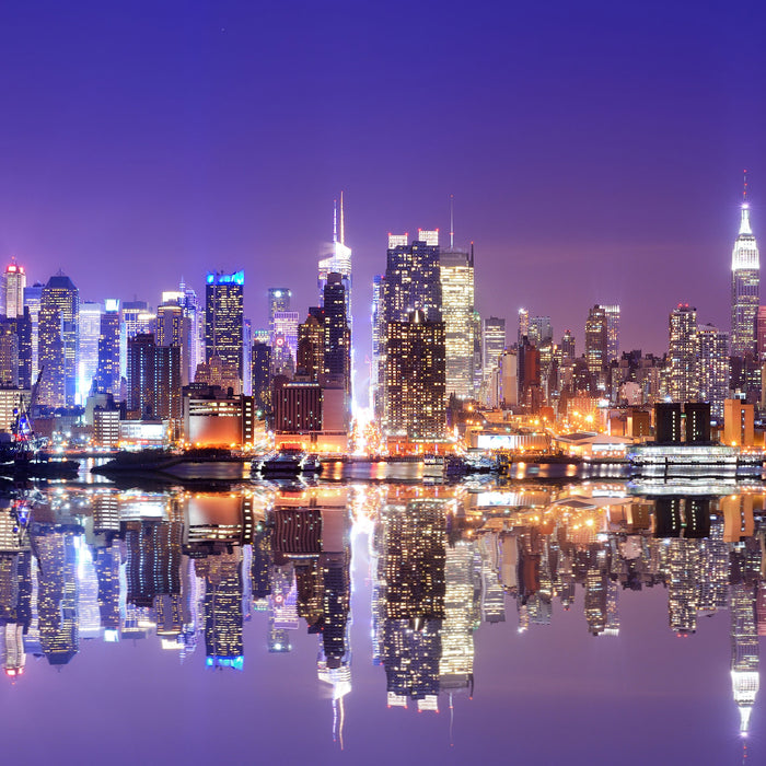 Manhattan Skyline, Glasbild Quadratisch