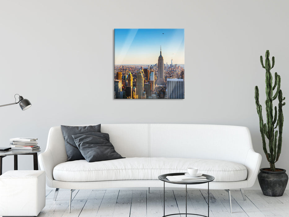 Empire State Building in New York, Glasbild Quadratisch