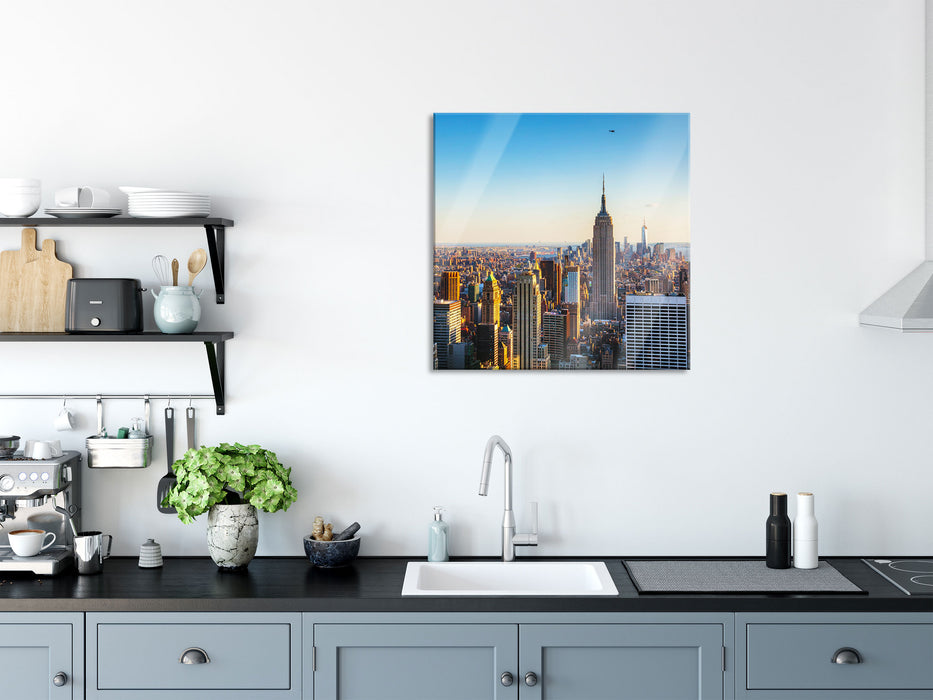 Empire State Building in New York, Glasbild Quadratisch