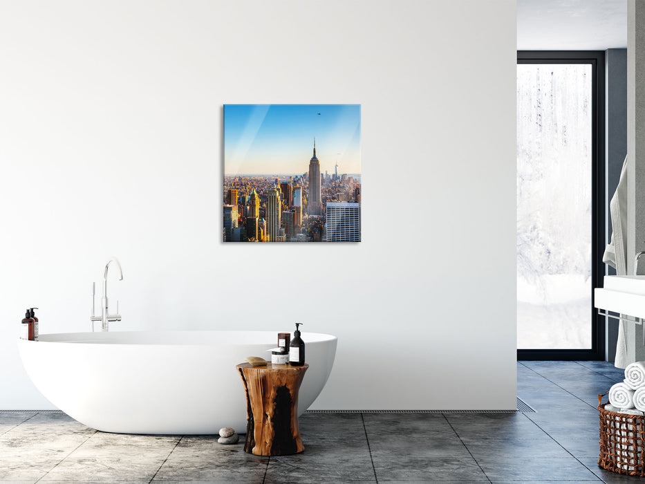 Empire State Building in New York, Glasbild Quadratisch