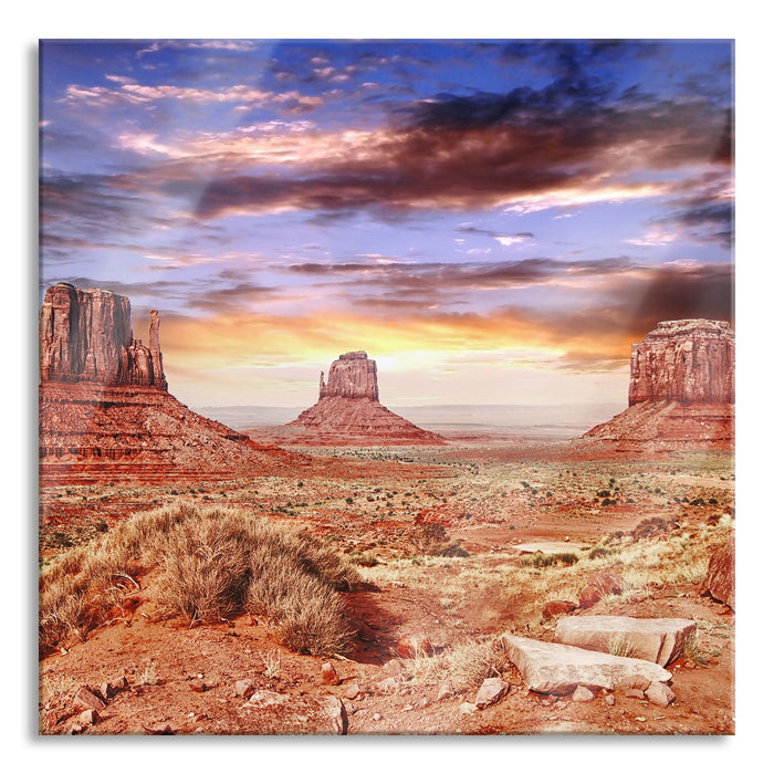 Utah Monument Valley, Glasbild Quadratisch