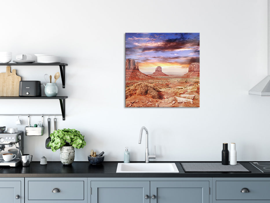 Utah Monument Valley, Glasbild Quadratisch