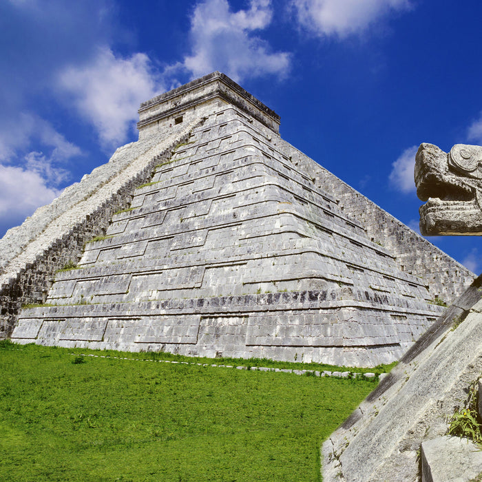 Schöner Maya Tempel in Mexiko, Glasbild Quadratisch