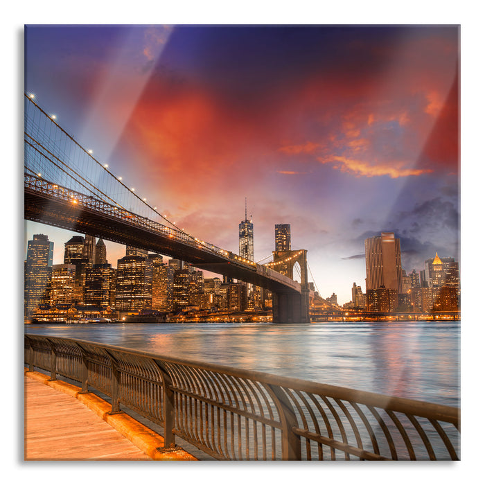 Brooklyn Bridge Park New York, Glasbild Quadratisch