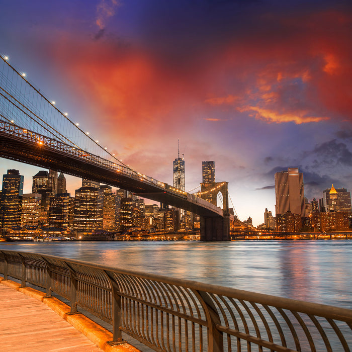 Brooklyn Bridge Park New York, Glasbild Quadratisch