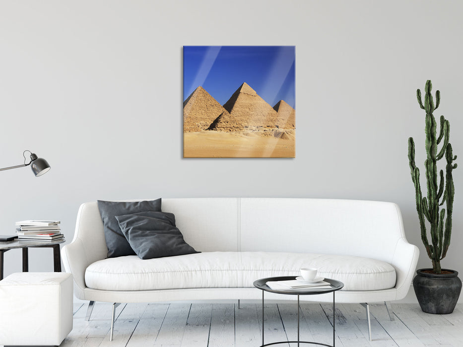 Pyramiden von Gizeh, Glasbild Quadratisch