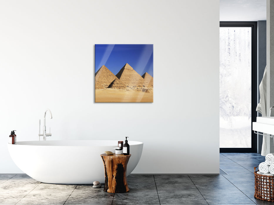 Pyramiden von Gizeh, Glasbild Quadratisch