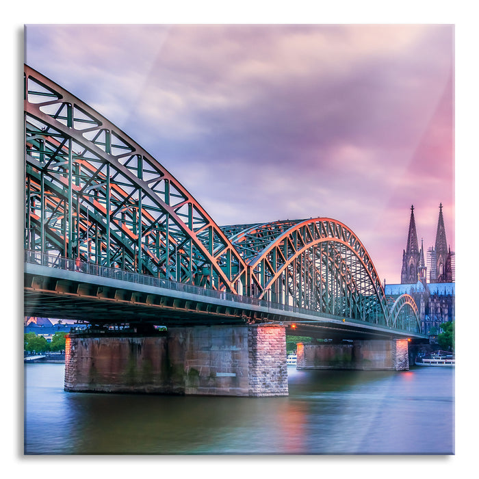 Hohenzollernbrücke in Köln, Glasbild Quadratisch