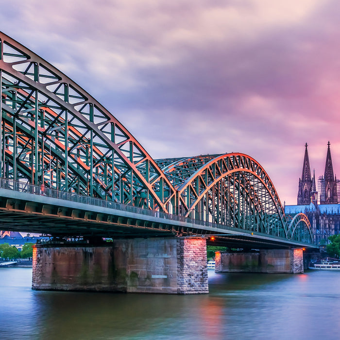 Hohenzollernbrücke in Köln, Glasbild Quadratisch