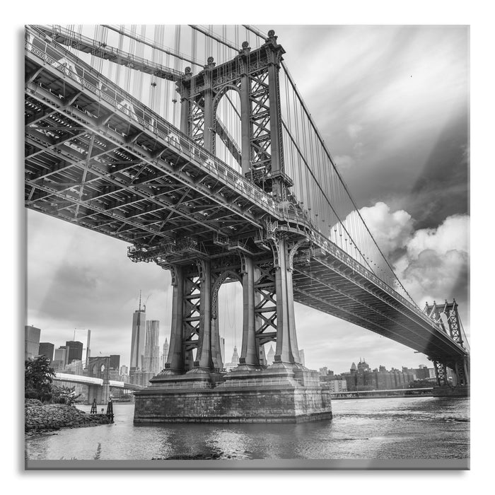 Manhattan Bridge New York, Glasbild Quadratisch