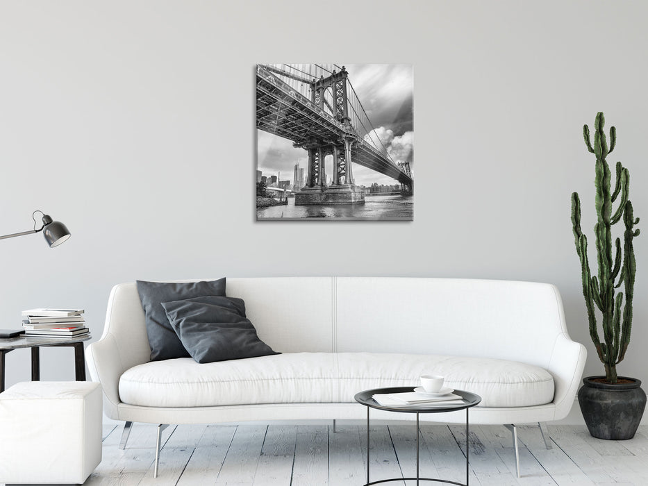 Manhattan Bridge New York, Glasbild Quadratisch