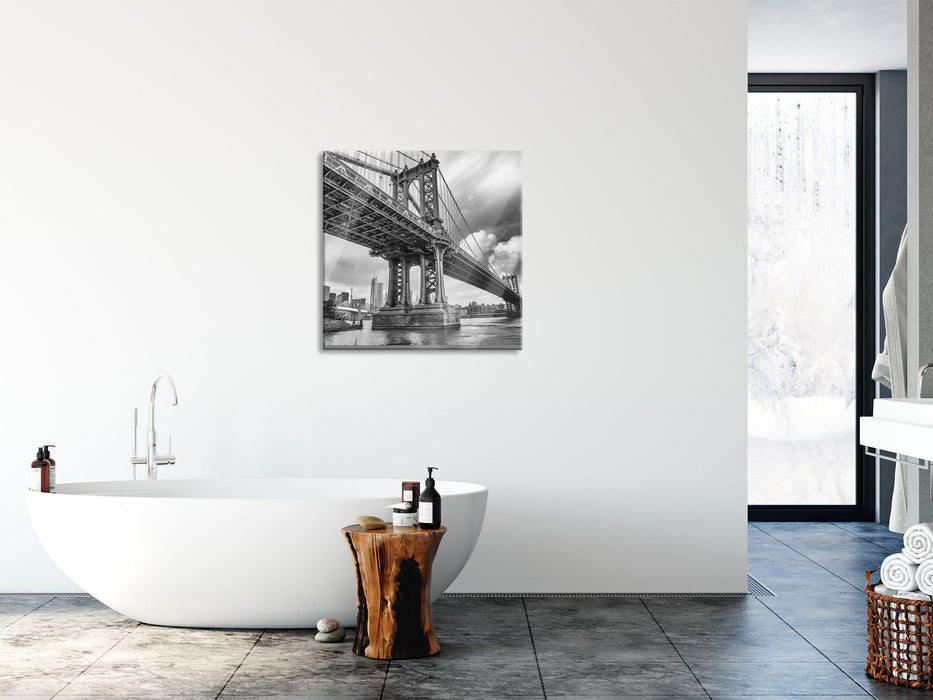 Manhattan Bridge New York, Glasbild Quadratisch