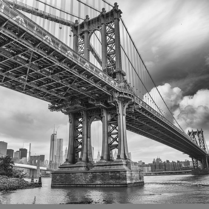 Manhattan Bridge New York, Glasbild Quadratisch