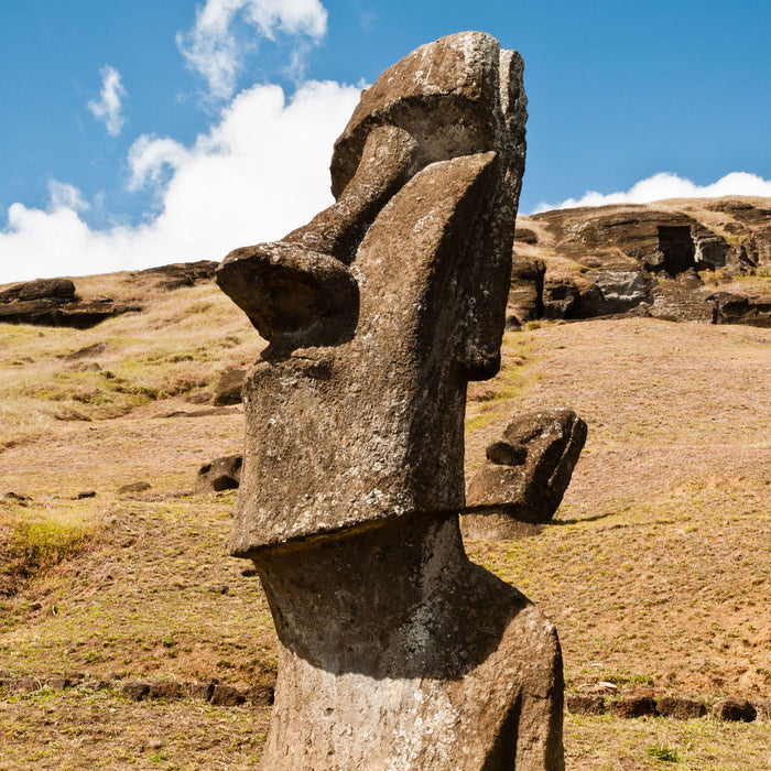 Moai Statue auf den Osterinseln, Glasbild Quadratisch