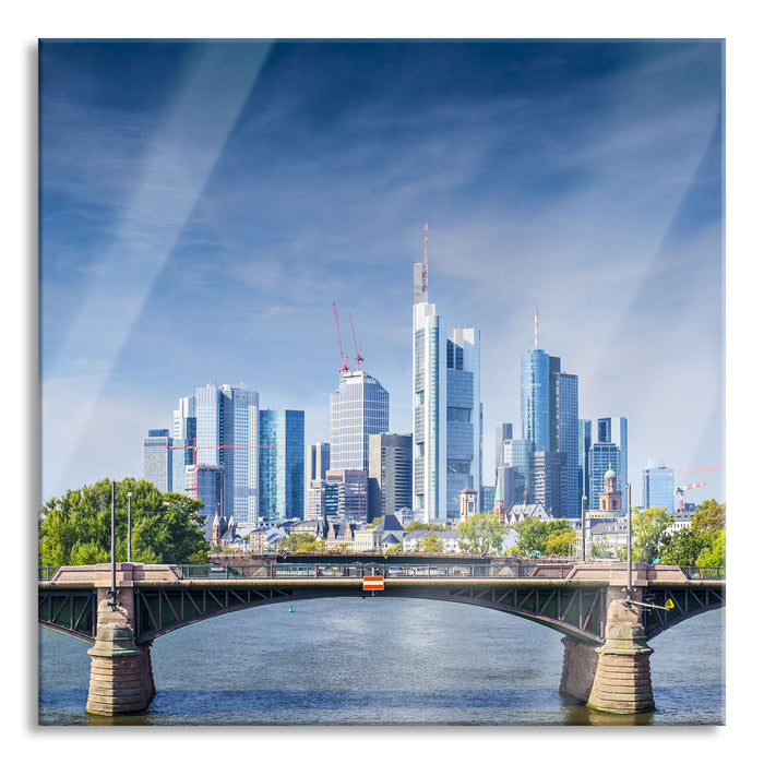 Pixxprint Skyline von Frankfurt am Main, Glasbild Quadratisch