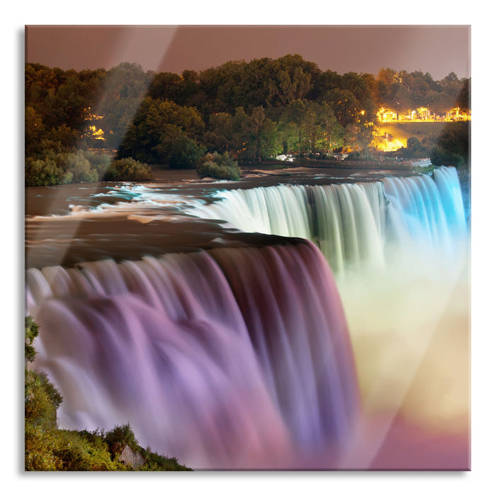 Pixxprint Majestätische Niagara Fälle, Glasbild Quadratisch