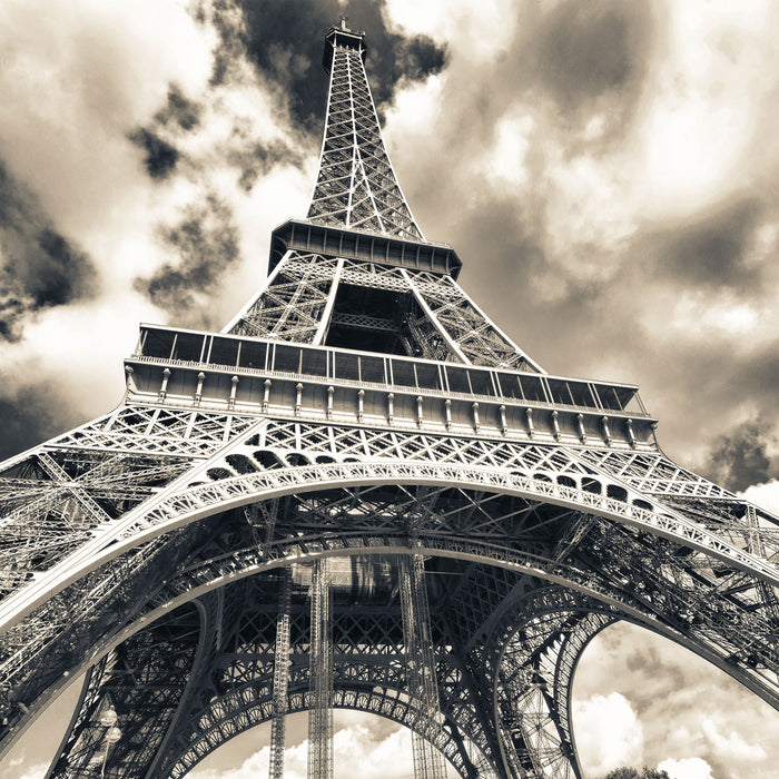 Prächtiger Eifelturm in Paris, Glasbild Quadratisch