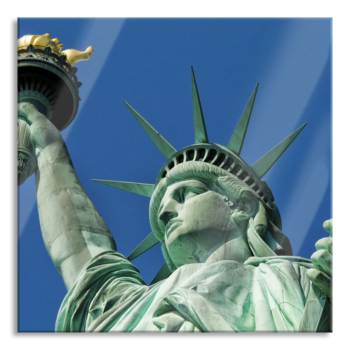 Freiheitsstatue in New York, Glasbild Quadratisch