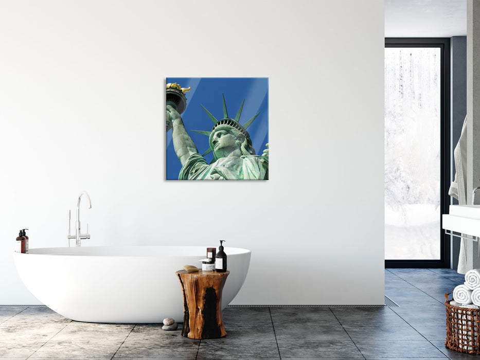 Freiheitsstatue in New York, Glasbild Quadratisch
