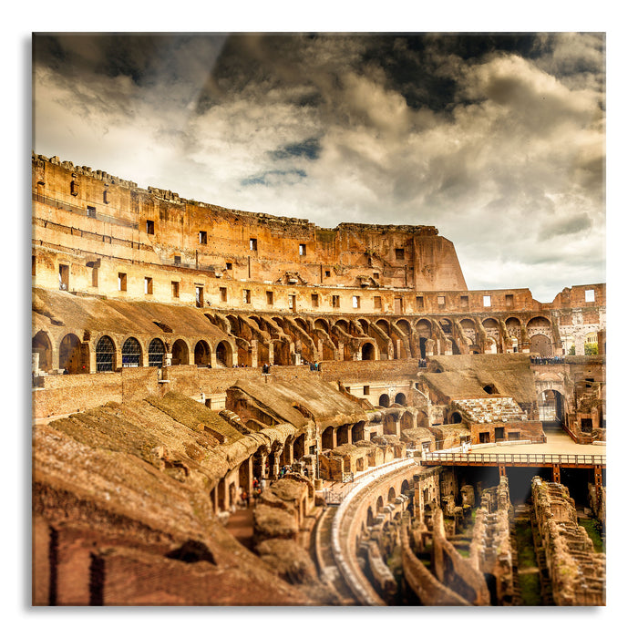 Colloseum in Rom von innen, Glasbild Quadratisch