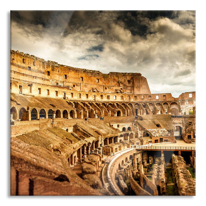 Pixxprint Colloseum in Rom von innen, Glasbild Quadratisch