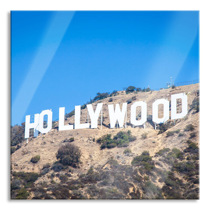 Pixxprint Hollywood Wahrzeichen, Glasbild Quadratisch