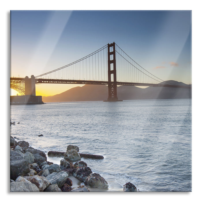 Pixxprint Imposante Golden Gate Bridge, Glasbild Quadratisch