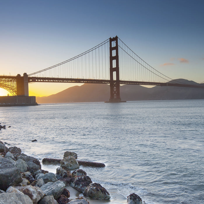 Imposante Golden Gate Bridge, Glasbild Quadratisch