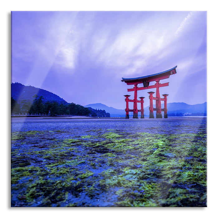 Pixxprint Torii in Hiroshima Japan, Glasbild Quadratisch