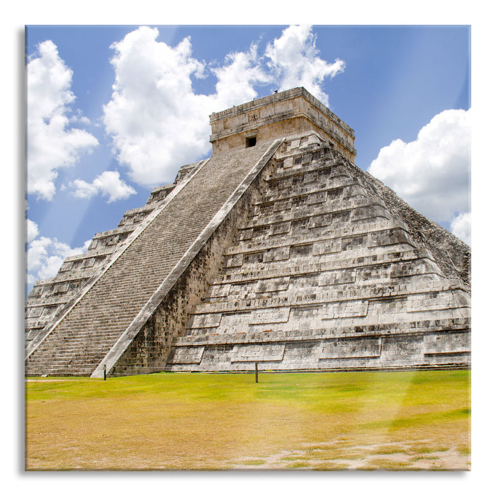 Maya Pyramide in Mexico, Glasbild Quadratisch