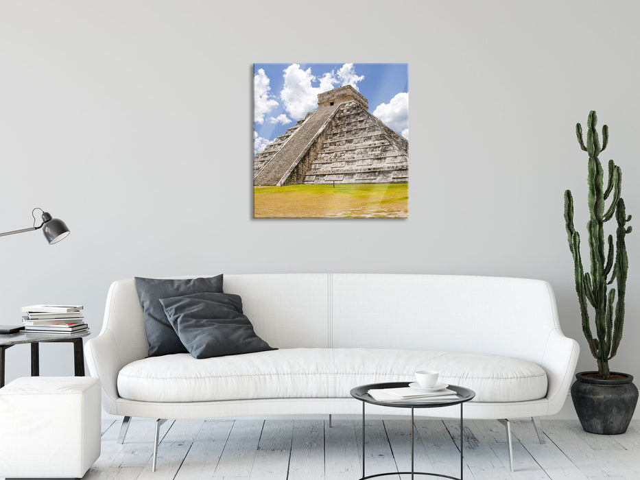 Maya Pyramide in Mexico, Glasbild Quadratisch