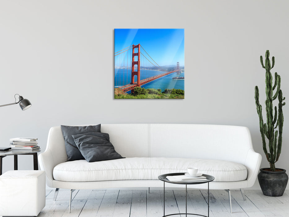 Golden Gate Bridge, Glasbild Quadratisch