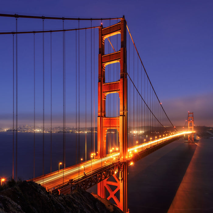 Golden Gate Bridge San Francisco, Glasbild Quadratisch