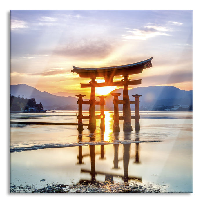 Pixxprint Torii Gate in Miyajima Japan, Glasbild Quadratisch