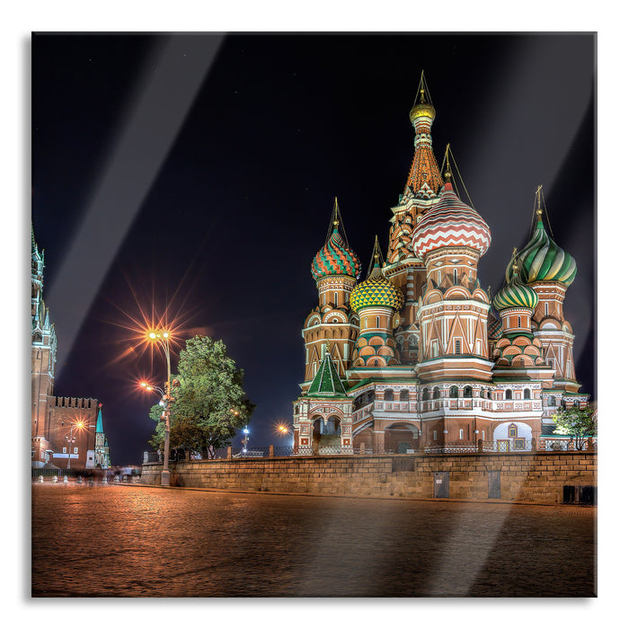 Pixxprint Basilius Kathedrale in Moskau, Glasbild Quadratisch