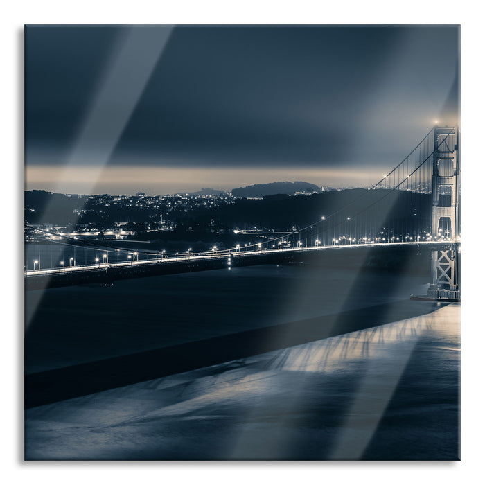 Pixxprint Golden Gate Bridge in New York, Glasbild Quadratisch