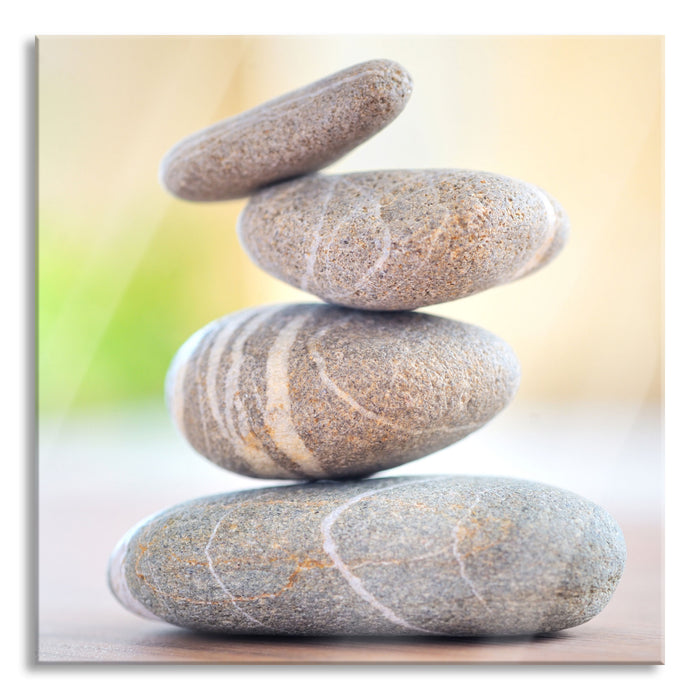 Pixxprint Zen Steinturm, Glasbild Quadratisch