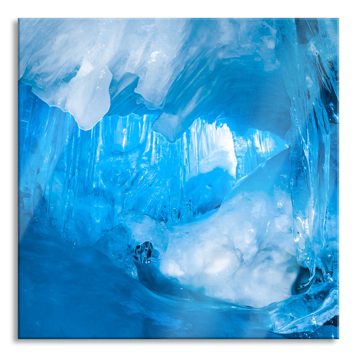 Pixxprint Prächtige Eishöhle, Glasbild Quadratisch