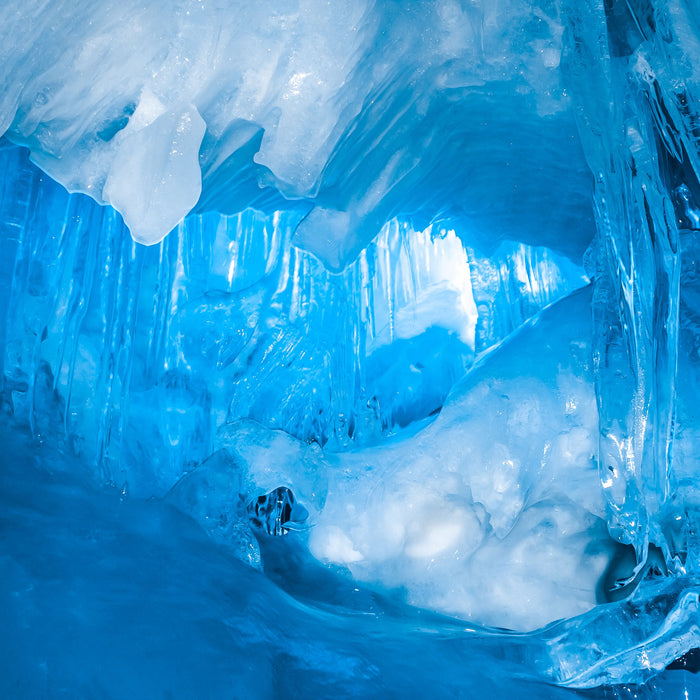 Prächtige Eishöhle, Glasbild Quadratisch